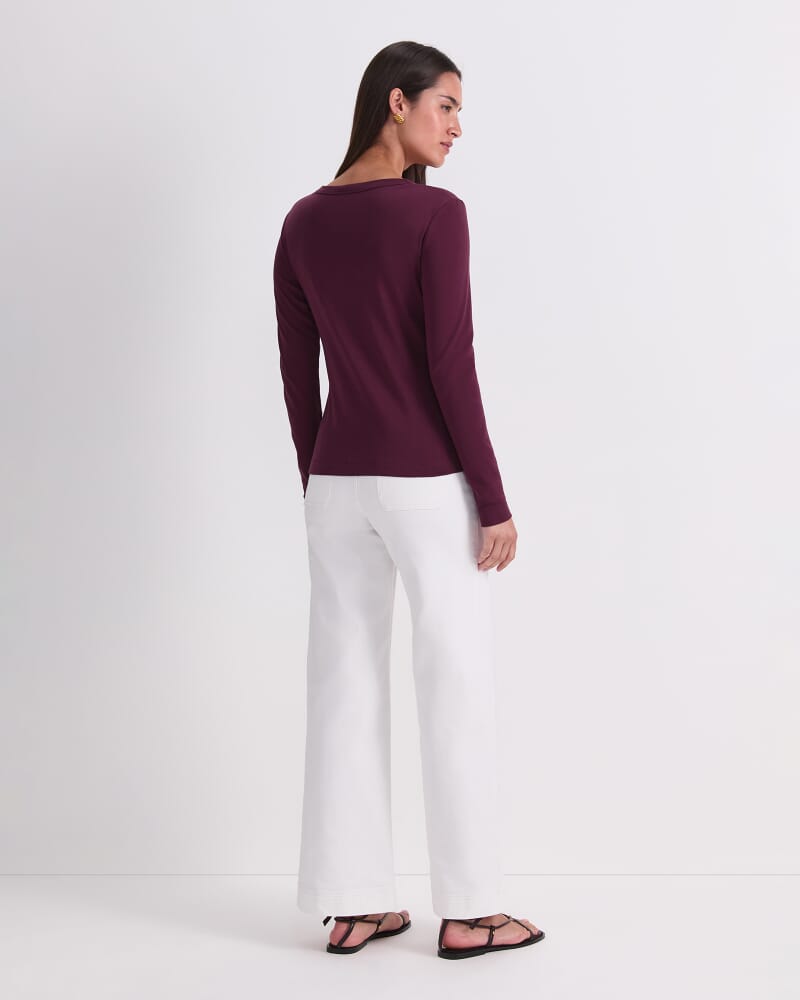 Heidi Long Sleeve Crew Neck in PLUM