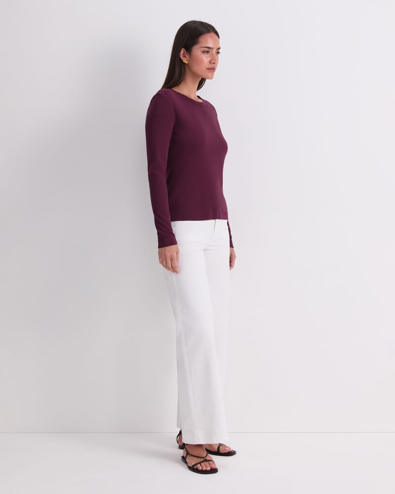 Heidi Long Sleeve Crew Neck in PLUM