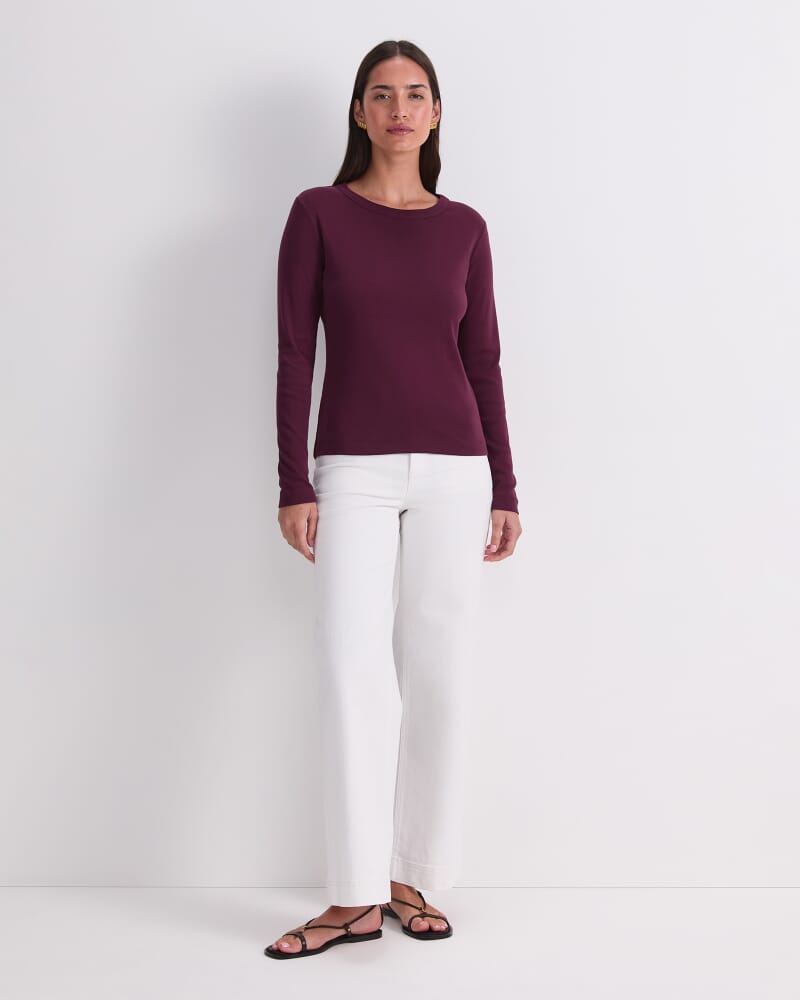 Heidi Long Sleeve Crew Neck in PLUM