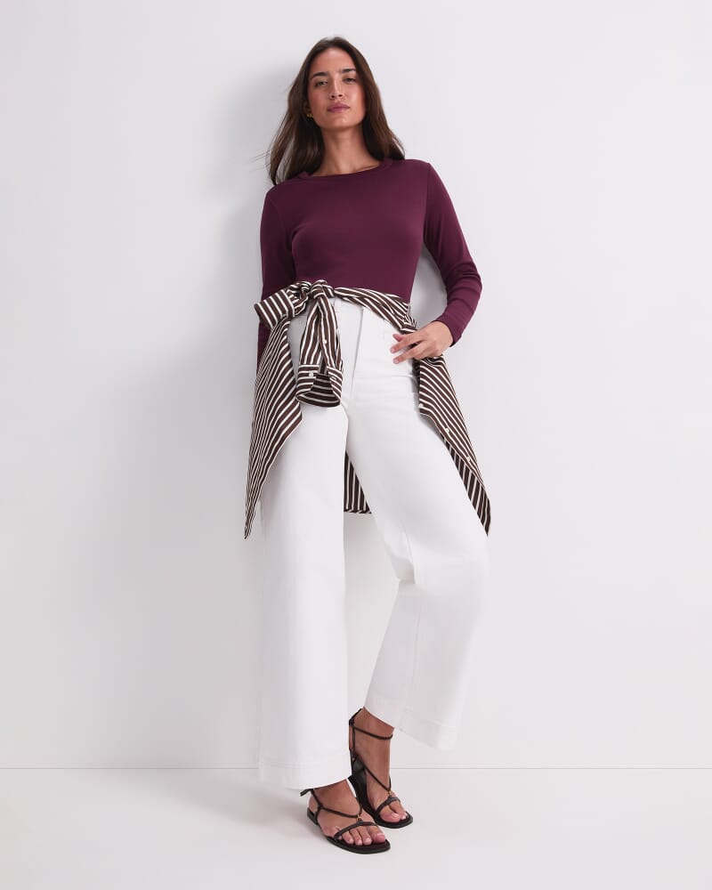 Heidi Long Sleeve Crew Neck in PLUM