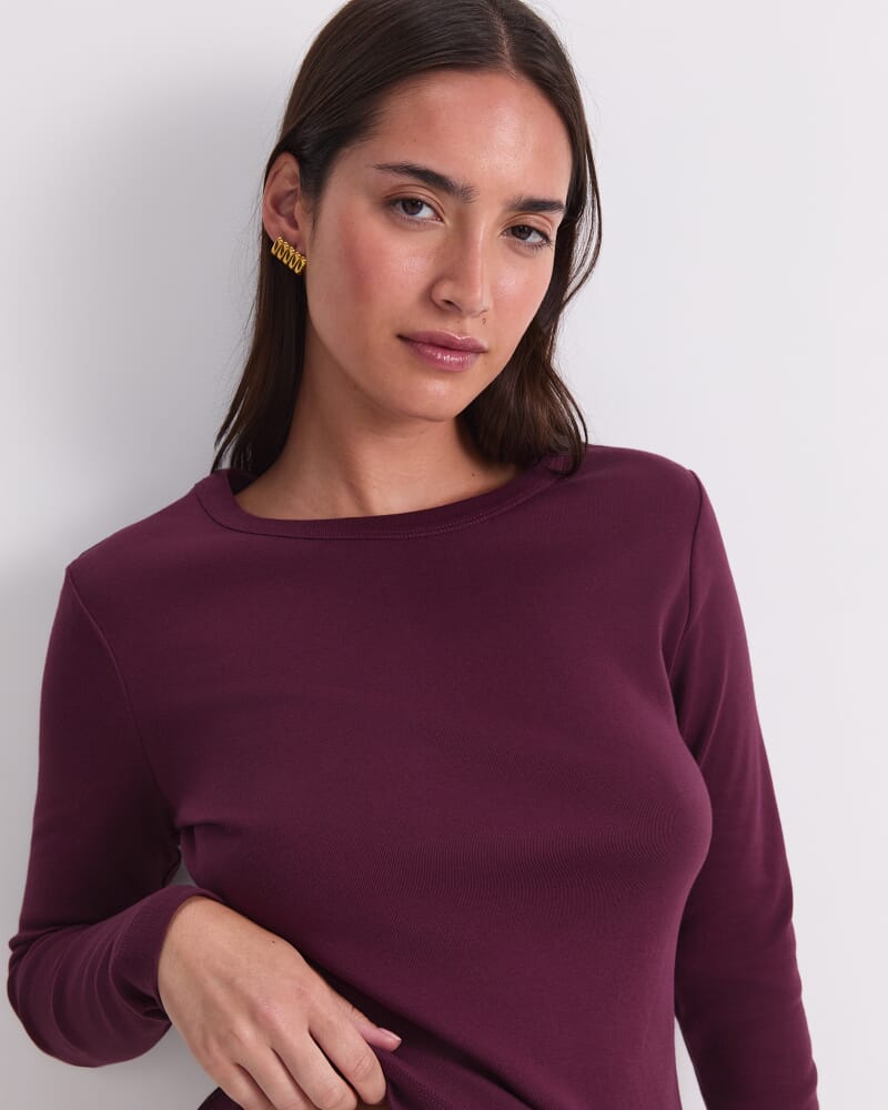 Heidi Long Sleeve Crew Neck in PLUM