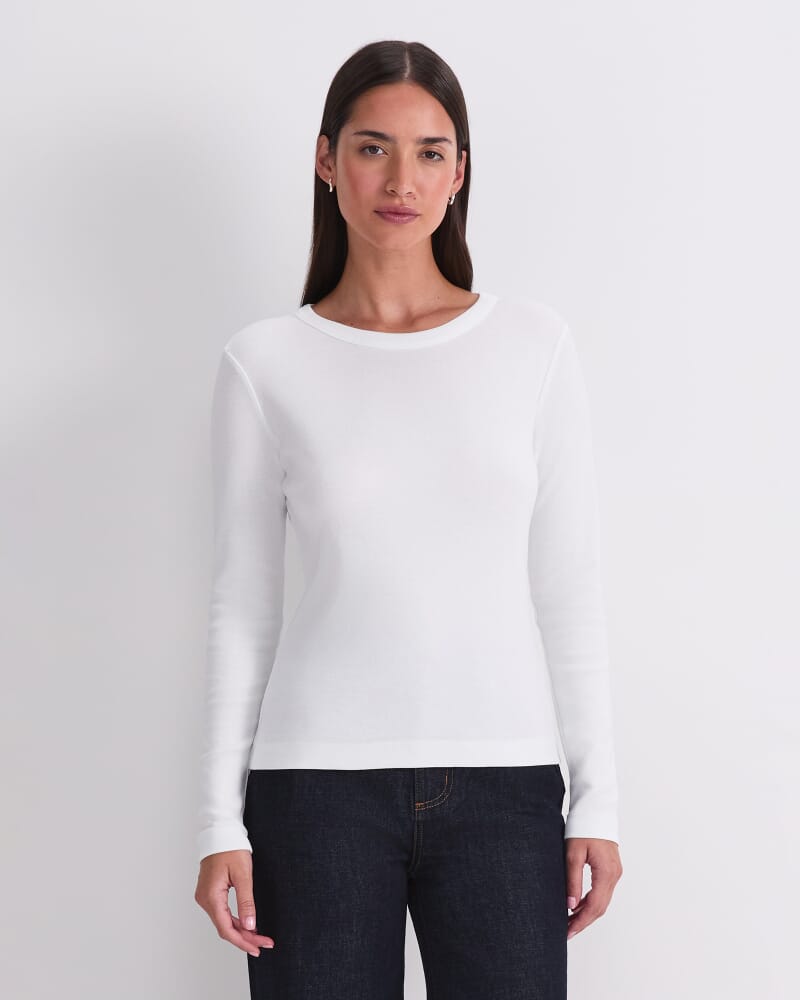 Heidi Long Sleeve Crew Neck in WHITE