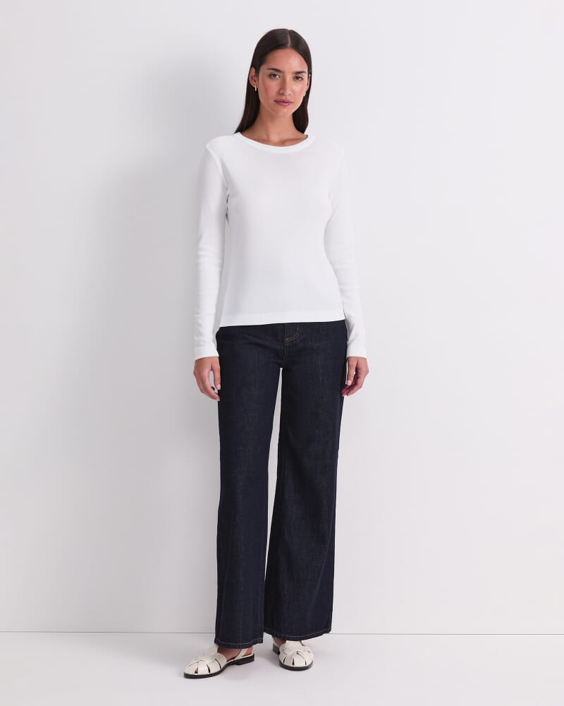 Heidi Long Sleeve Crew Neck in WHITE