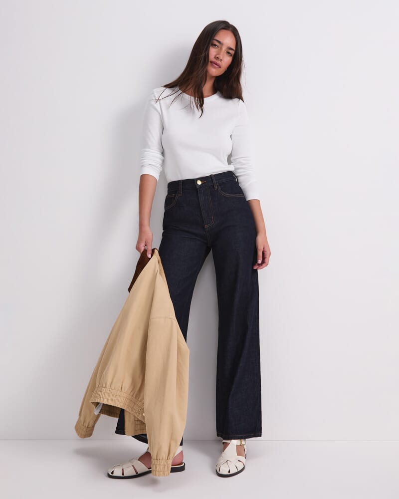 Heidi Long Sleeve Crew Neck in WHITE