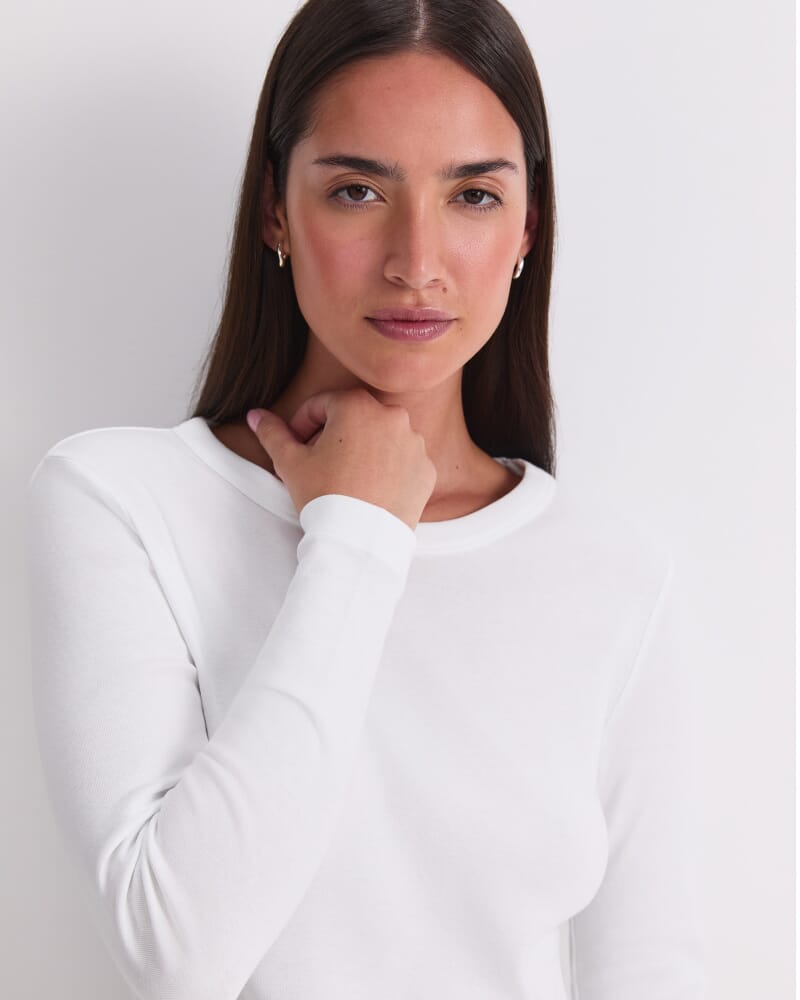 Heidi Long Sleeve Crew Neck in WHITE