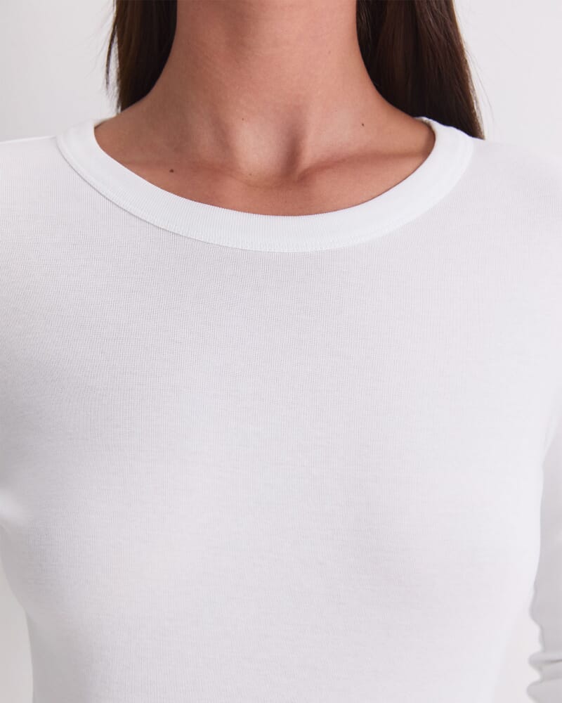 Heidi Long Sleeve Crew Neck in WHITE