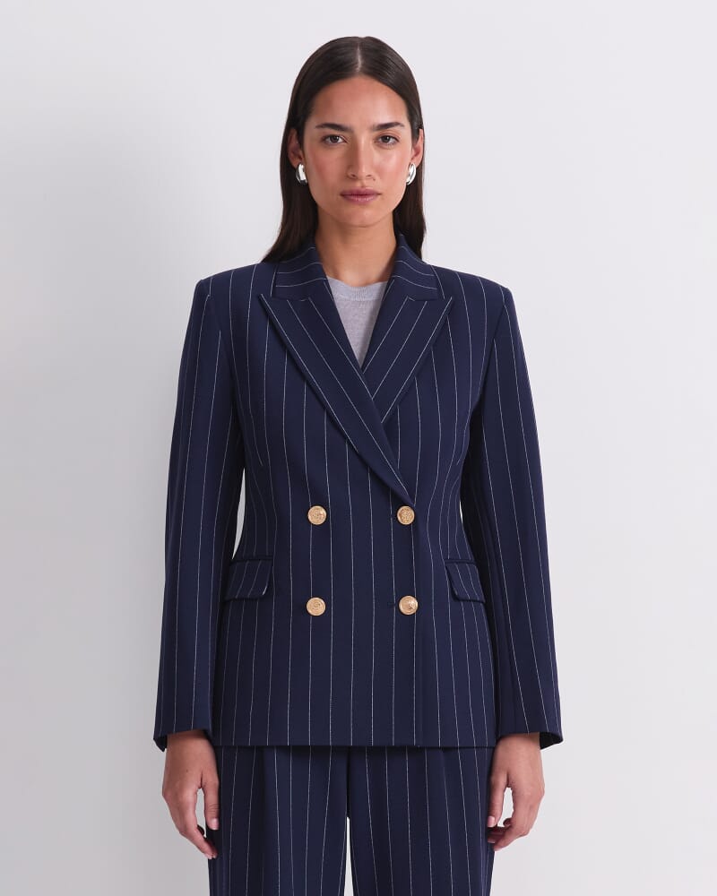 Mya Pinstripe Blazer in NAVY/WHITE