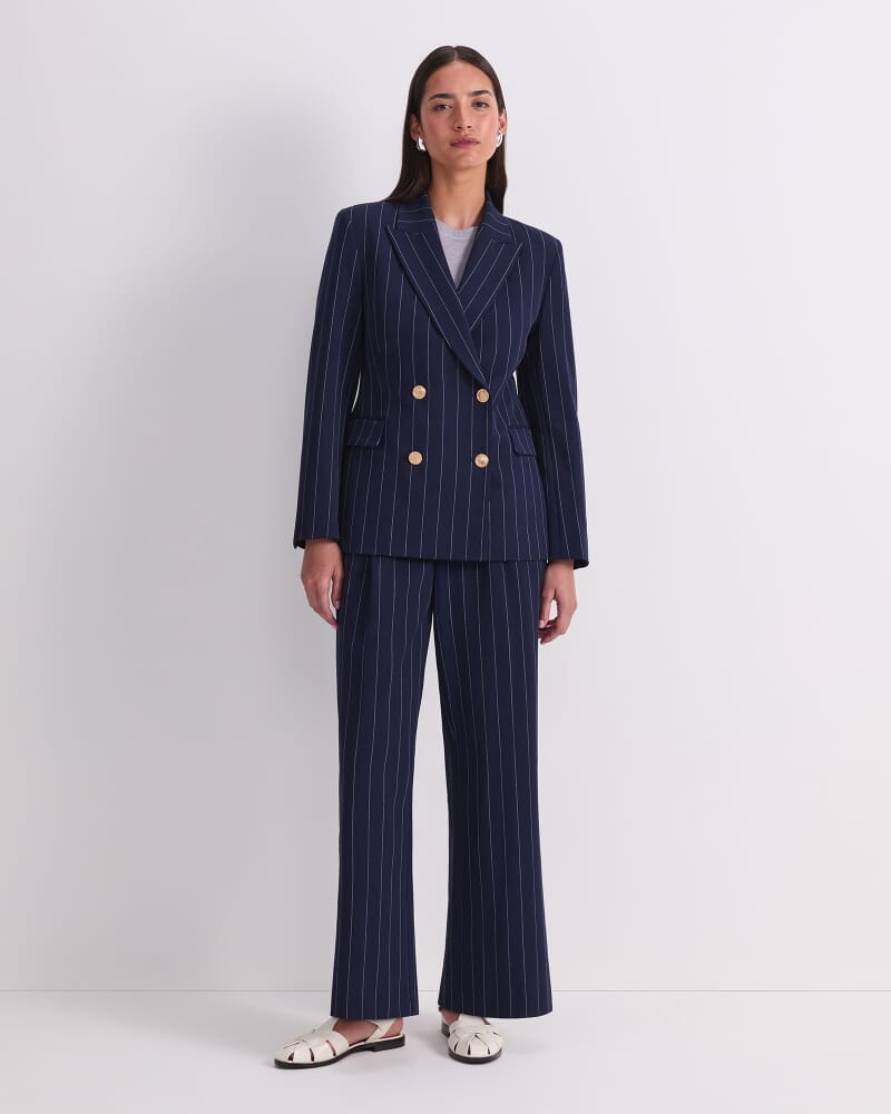 Mya Pinstripe Blazer in NAVY/WHITE