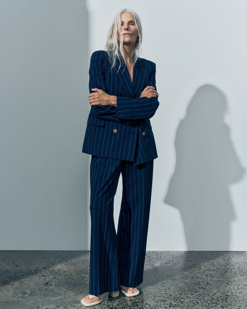 Mya Pinstripe Pant in NAVY/WHITE