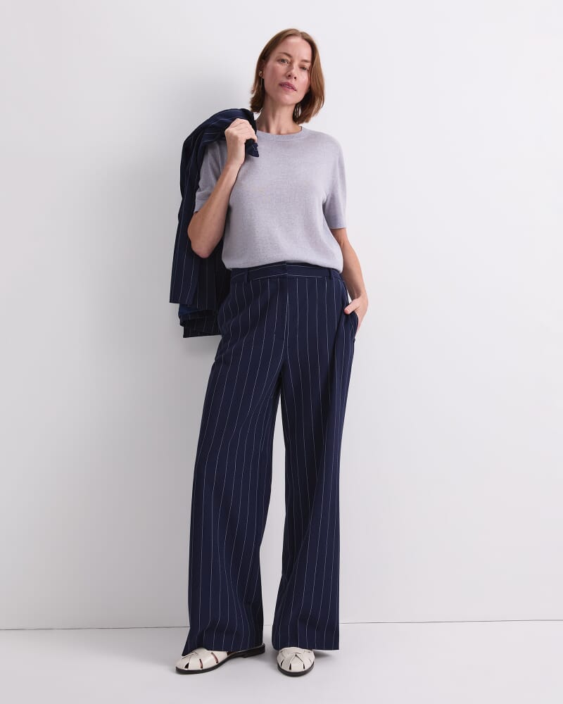 Mya Pinstripe Pant in NAVY/WHITE