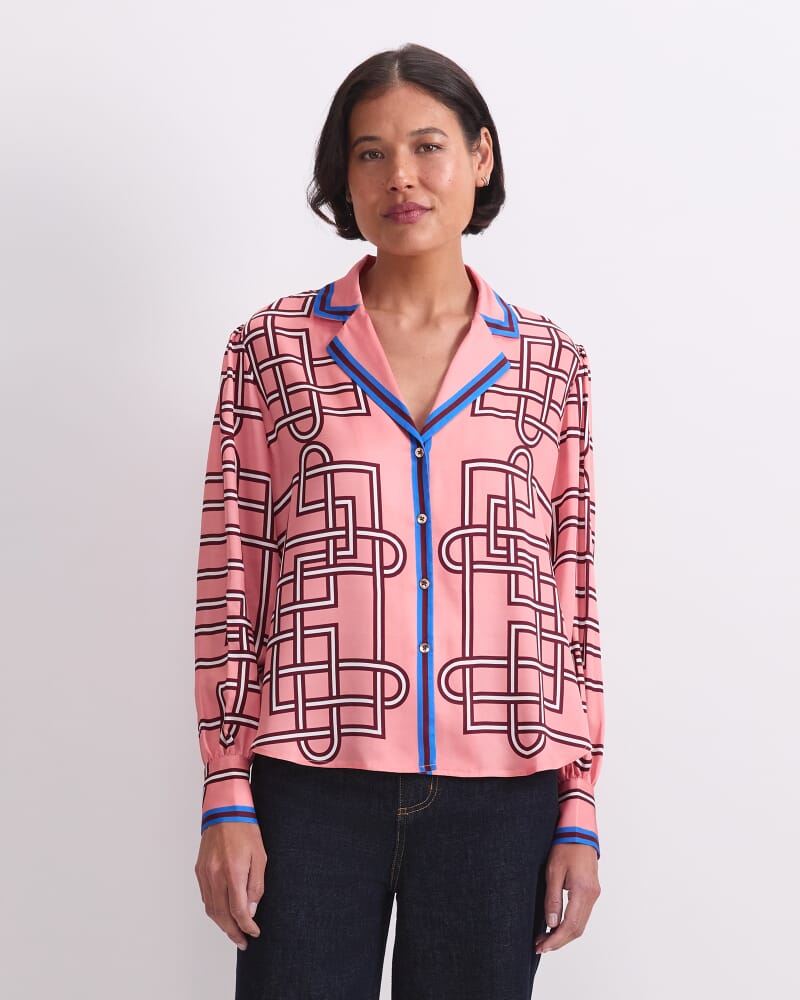 Rhodes Print Blouse in PEACH