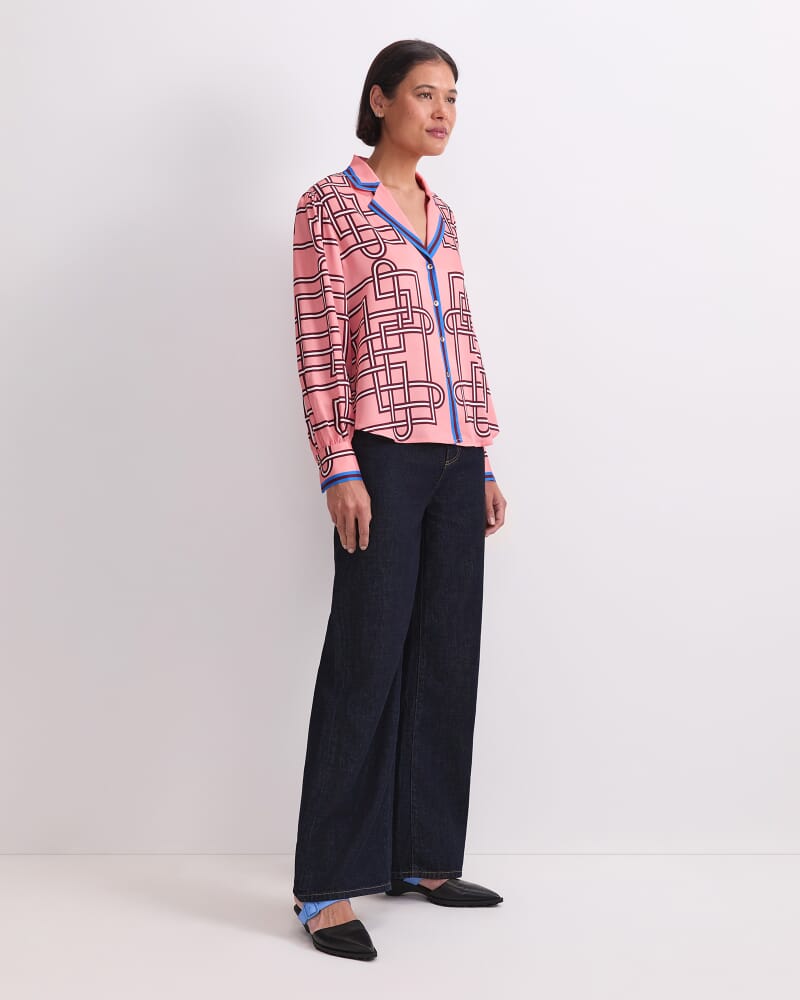 Rhodes Print Blouse in PEACH