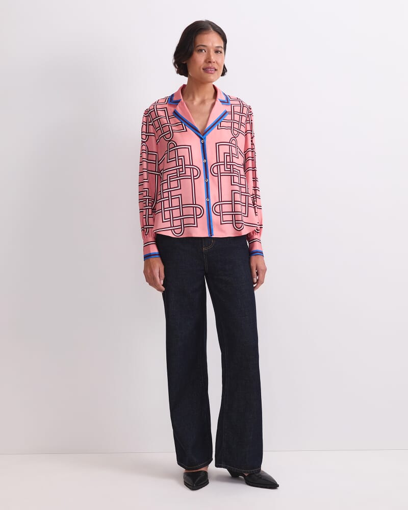 Rhodes Print Blouse in PEACH