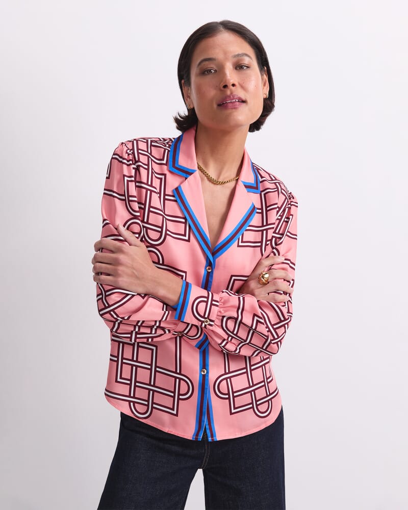 Rhodes Print Blouse in PEACH
