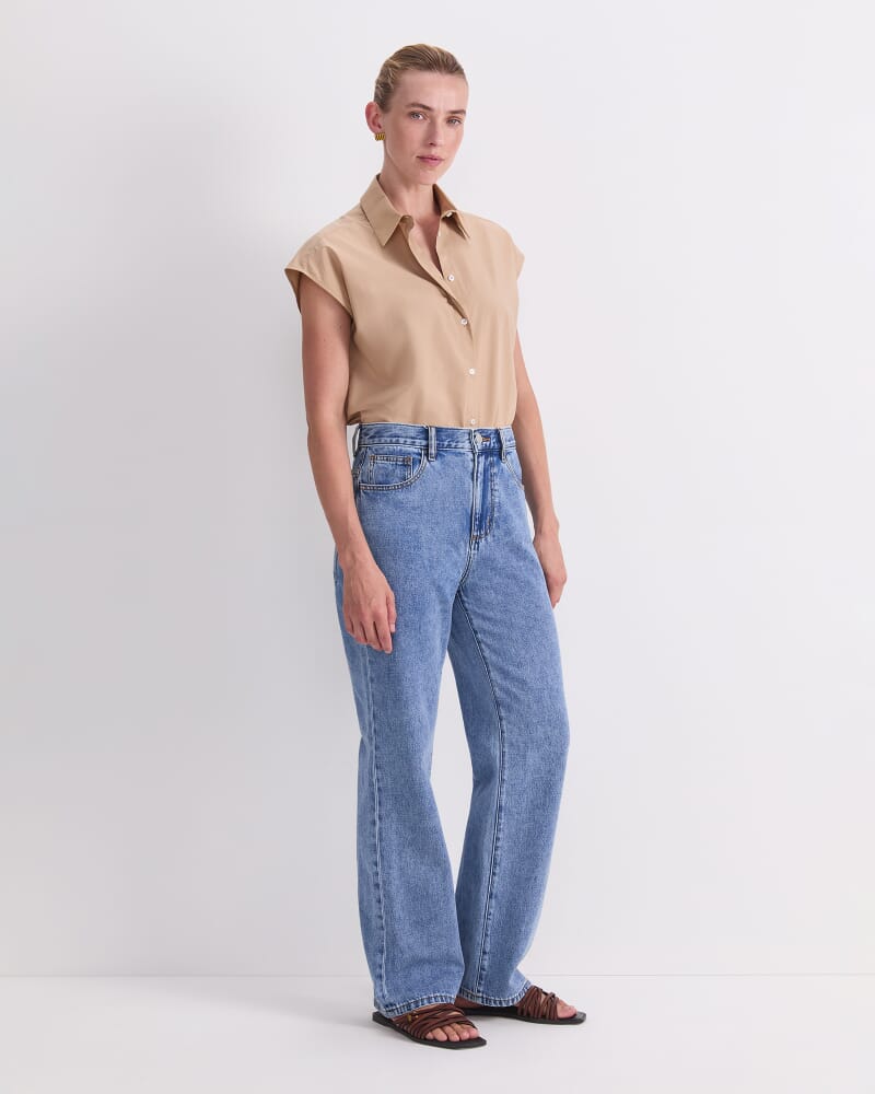 Simmi Straight Leg Jean in MID BLUE