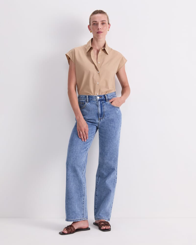 Simmi Straight Leg Jean in MID BLUE