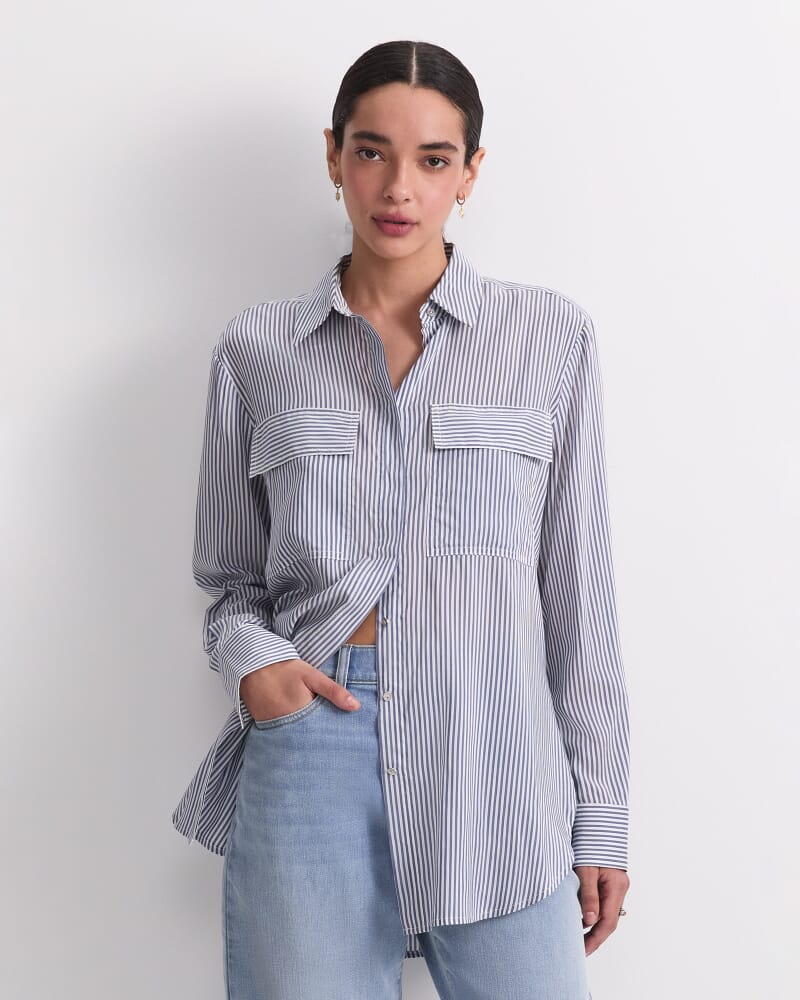 Vivian Stripe Shirt in NAVY/WHITE
