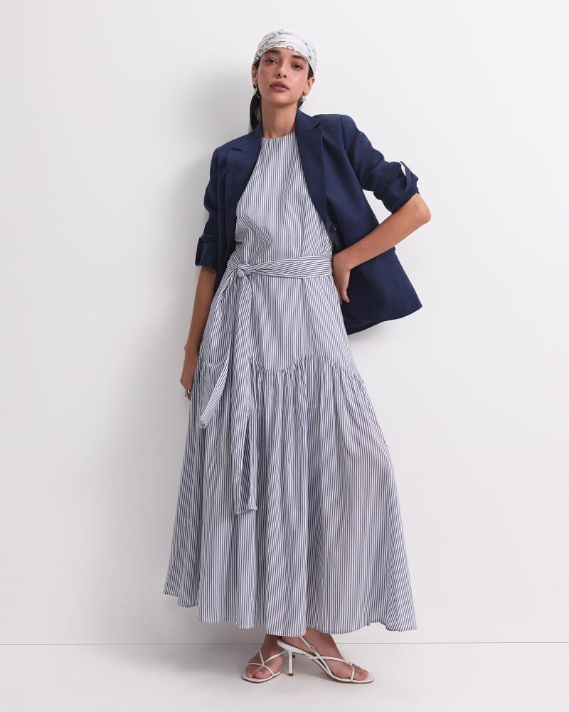 Vivian Maxi Dress in NAVY/WHITE