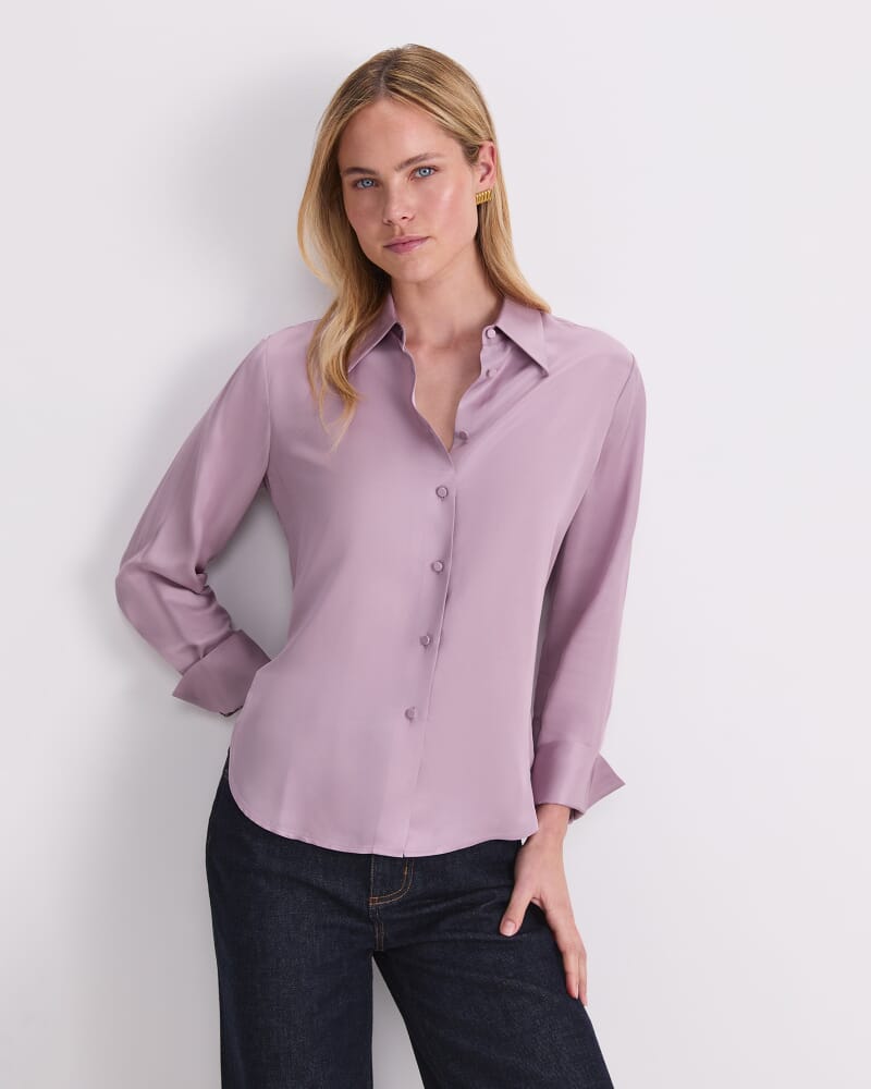 Yara Drape Long Sleeve Shirt in DUSK