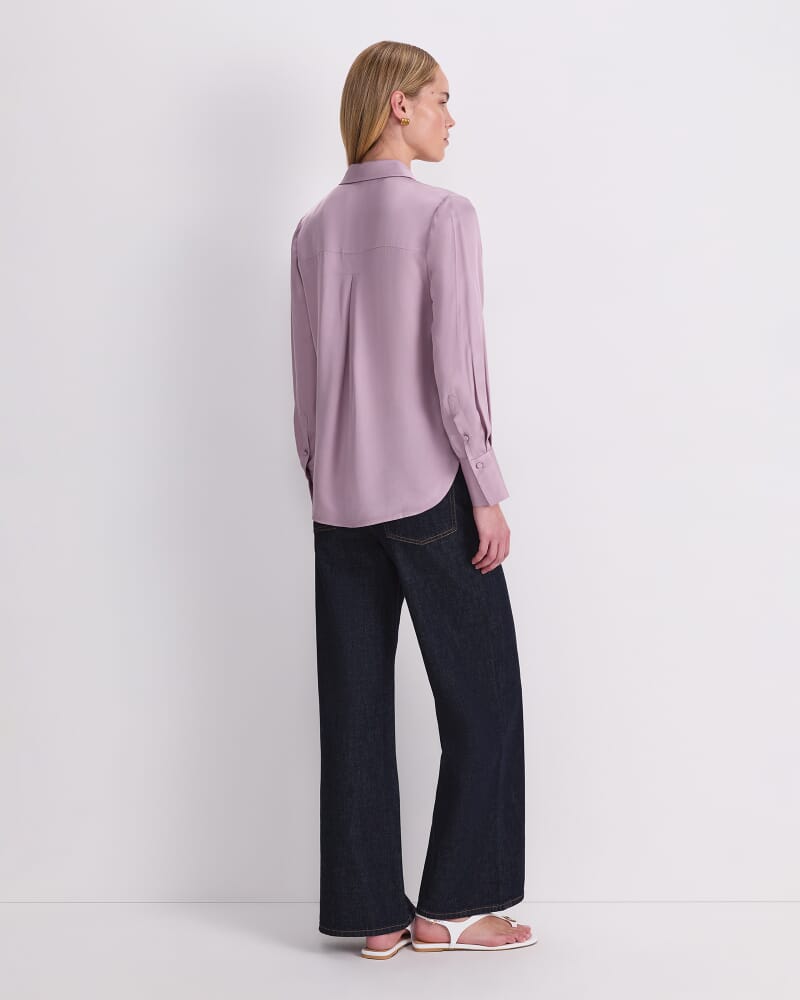 Yara Drape Long Sleeve Shirt in DUSK