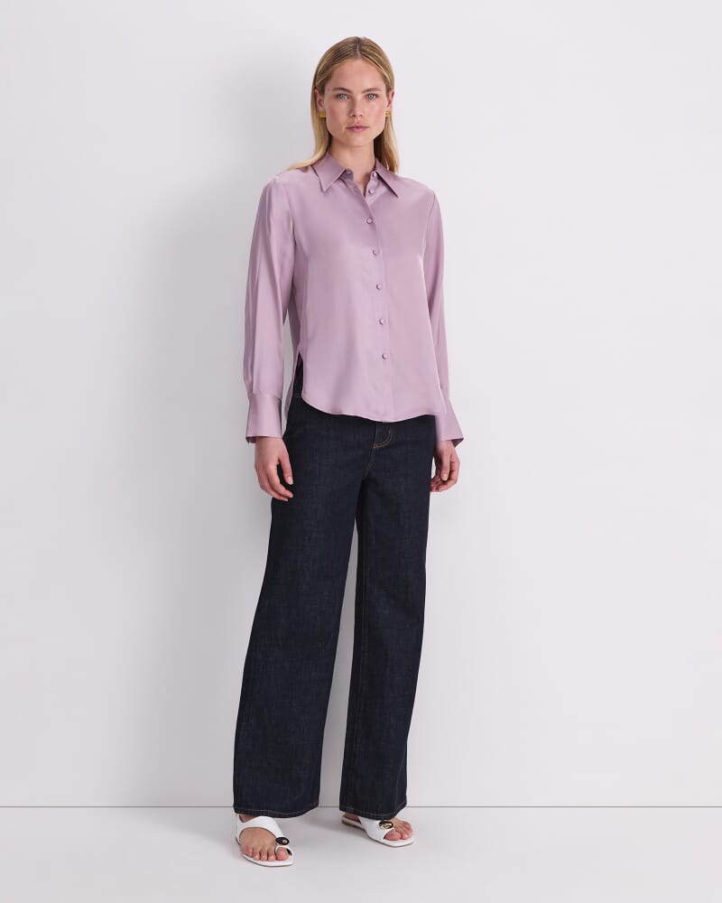 Yara Drape Long Sleeve Shirt in DUSK