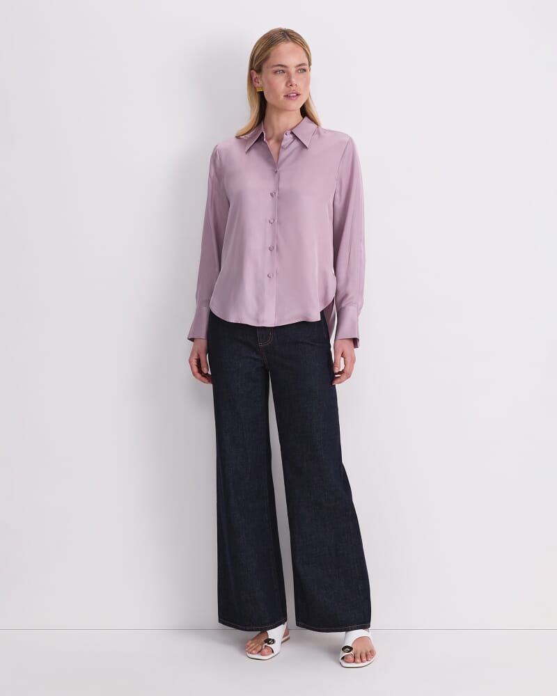 Yara Drape Long Sleeve Shirt in DUSK