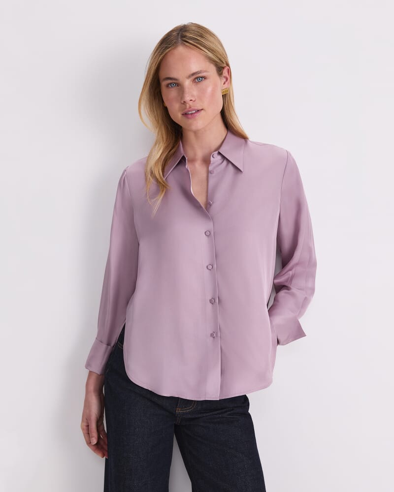 Yara Drape Long Sleeve Shirt in DUSK