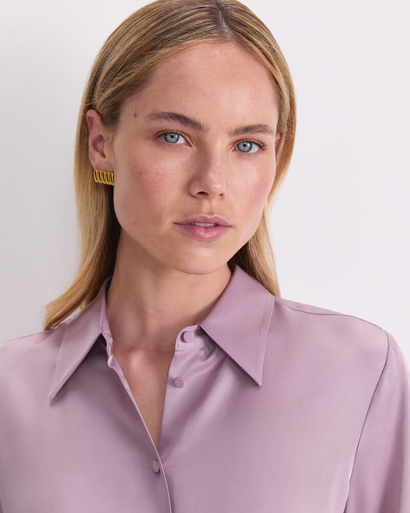 Yara Drape Long Sleeve Shirt in DUSK
