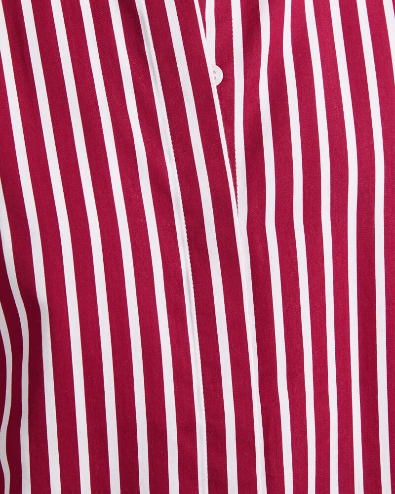 Hannah Stripe Cotton Silk Shirt in WINEBERRY/IVORY
