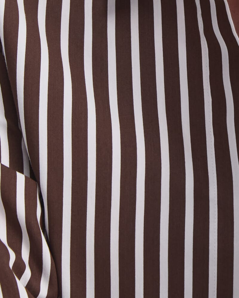 Hannah Stripe Cotton Silk Shirt in CHOC/WHITE