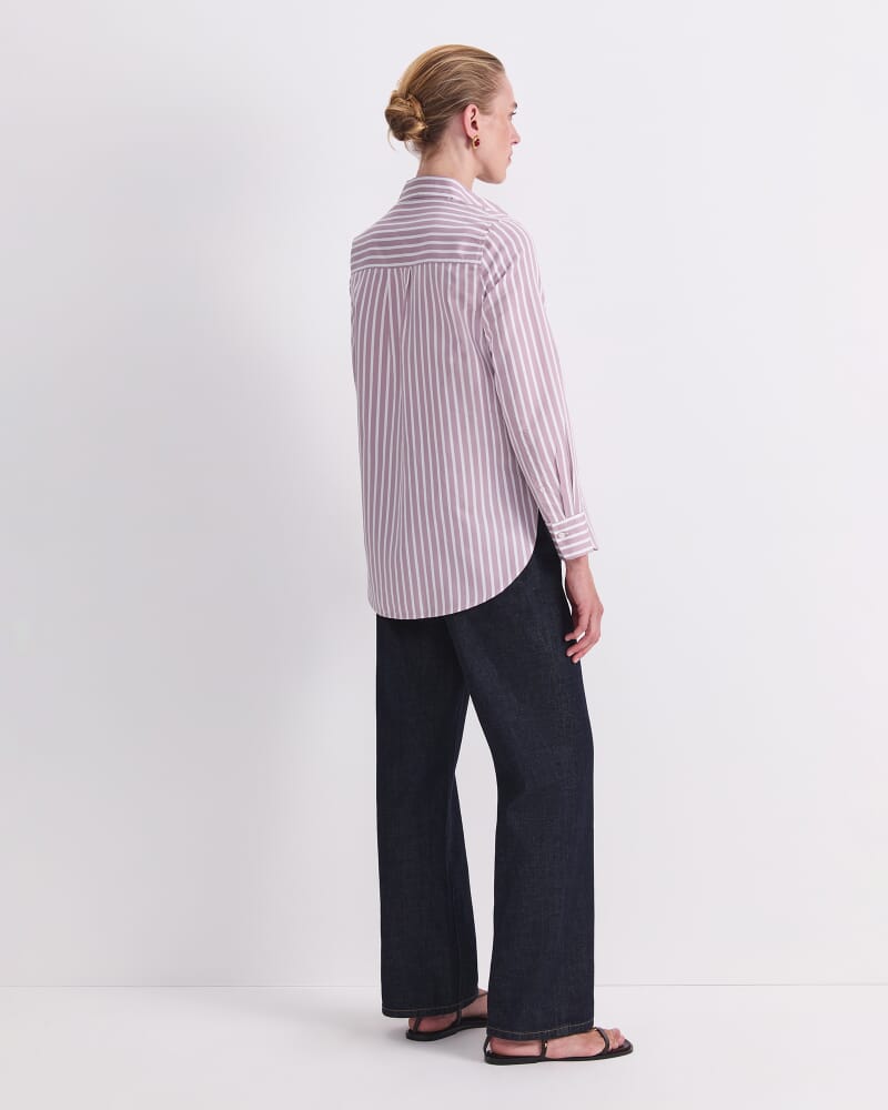 Hannah Stripe Cotton Silk Shirt in PURPLE/WHITE