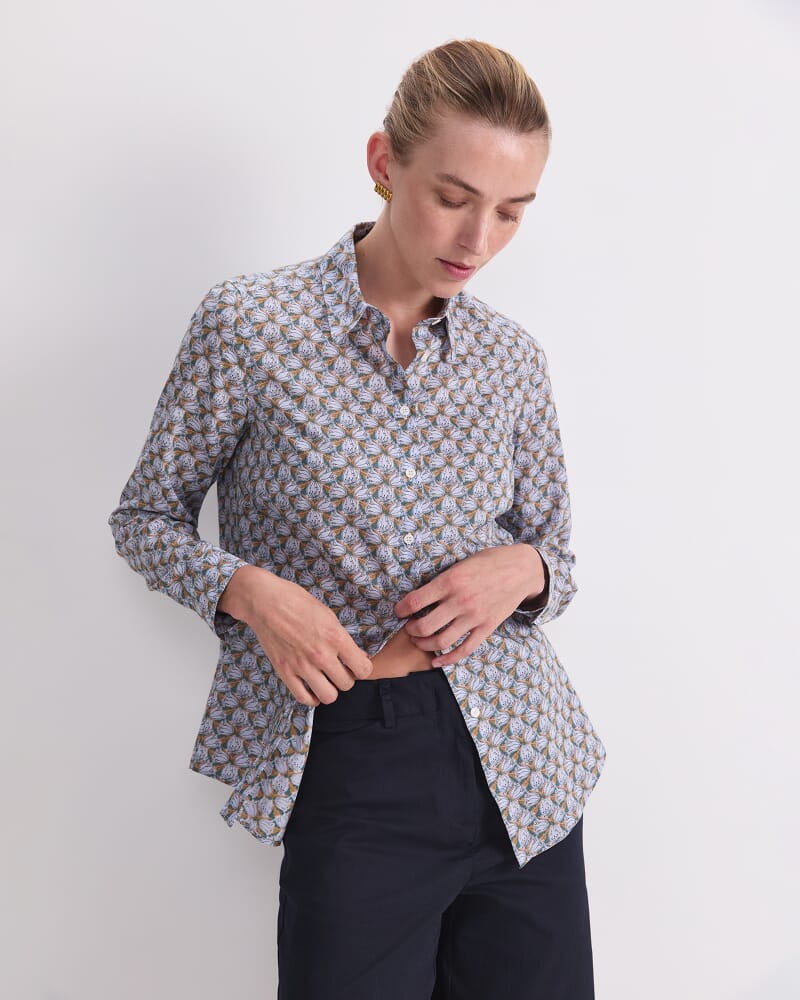 Evelyn Liberty Long Sleeve Shirt in BLUE MULTI