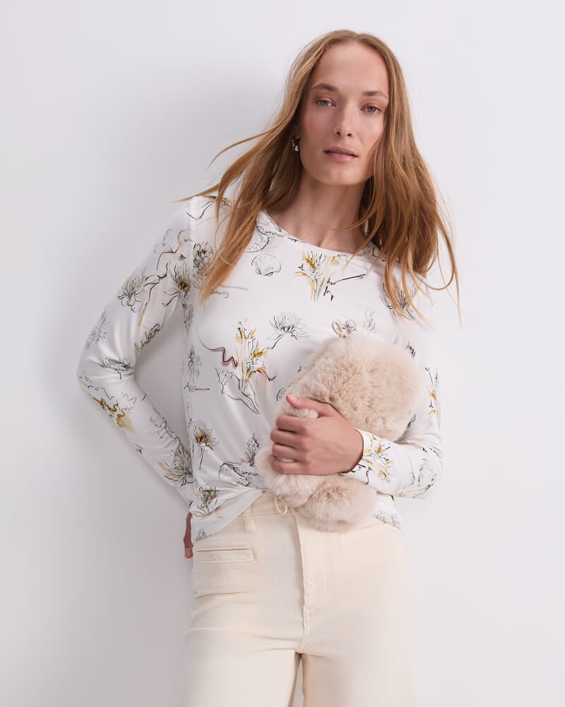 Yara Magic Long Sleeve Tee in MULTI WHITE