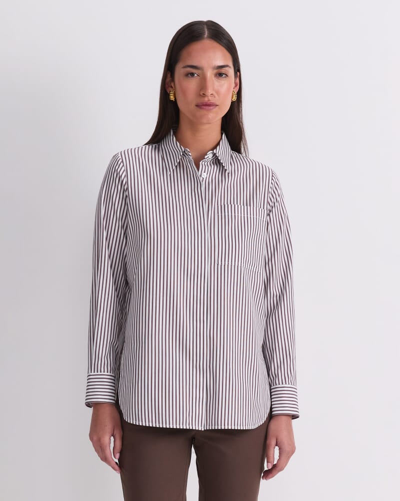 Priscilla Stripe Shirt in CHOC/WHITE