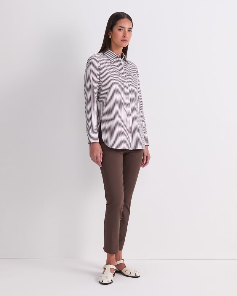 Priscilla Stripe Shirt in CHOC/WHITE