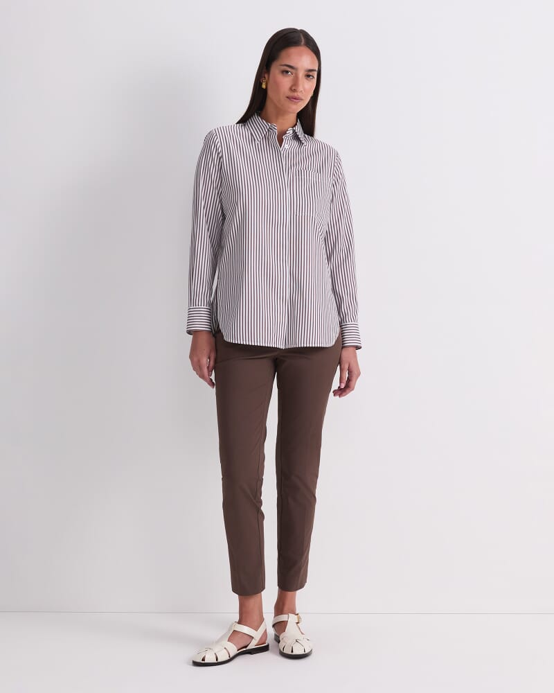 Priscilla Stripe Shirt in CHOC/WHITE