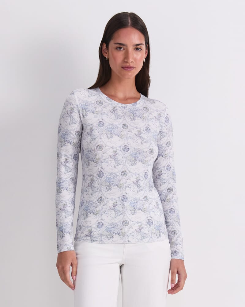 World Liberty Long Sleeve Magic Tee in WHITE/NAVY