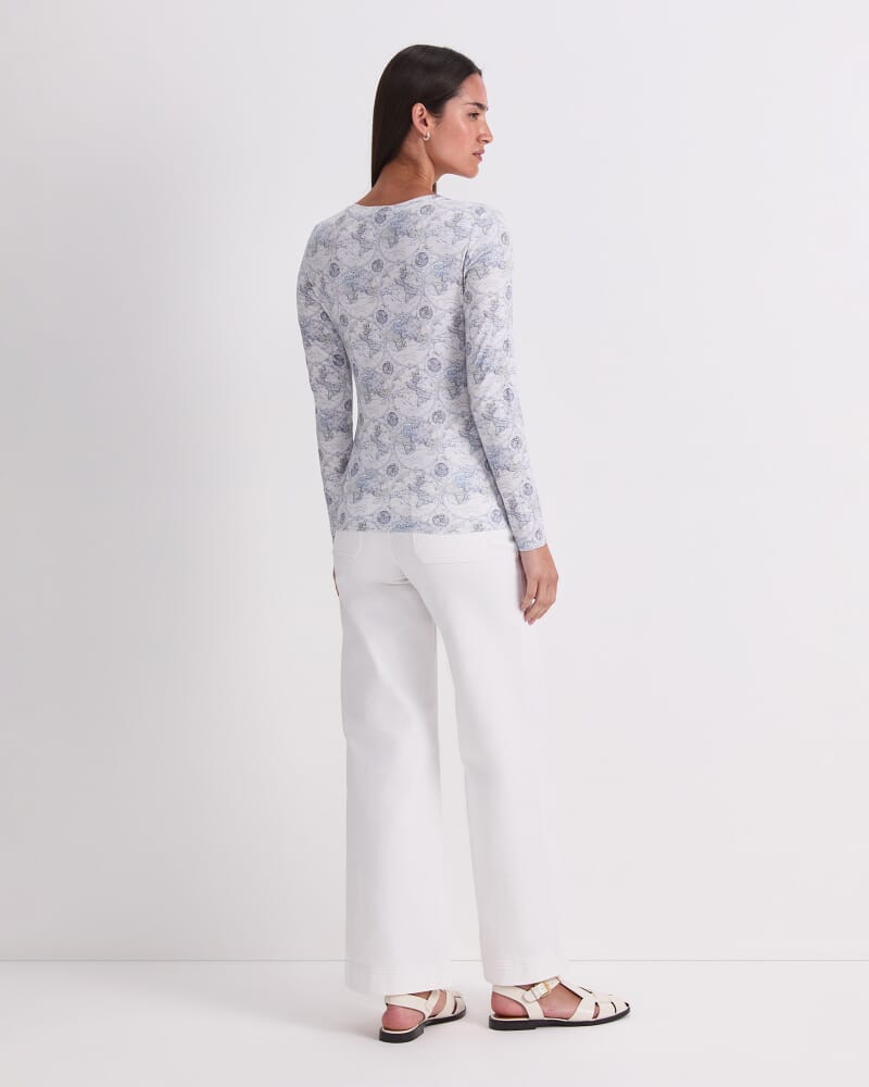 World Liberty Long Sleeve Magic Tee in WHITE/NAVY