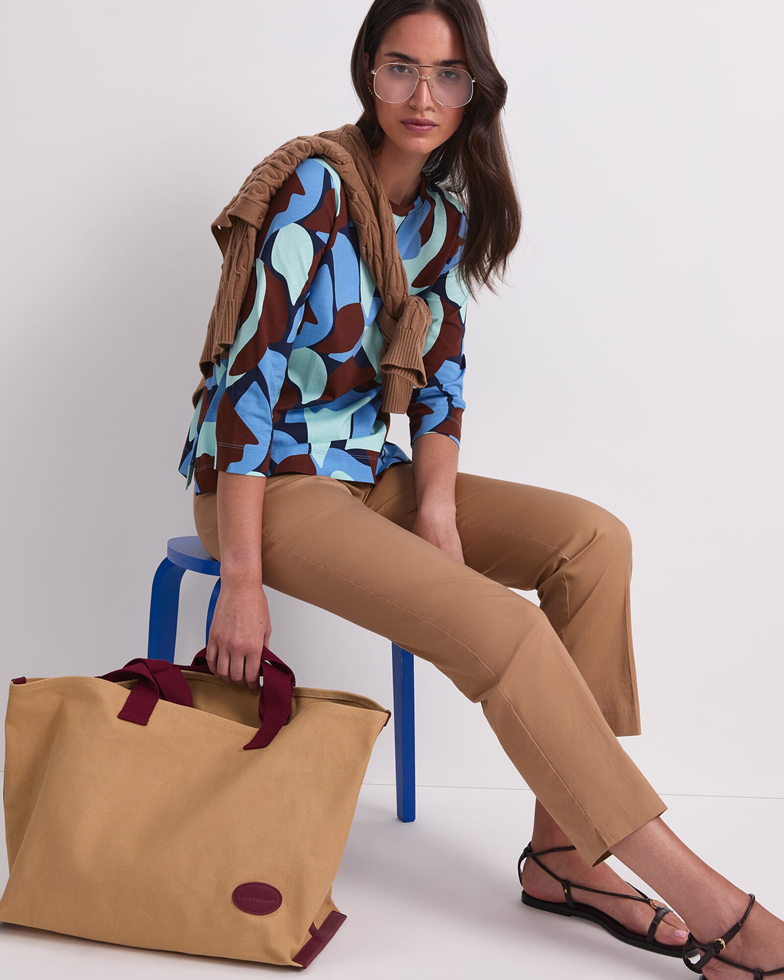 Wave Print Half Sleeve Mercerised Tee