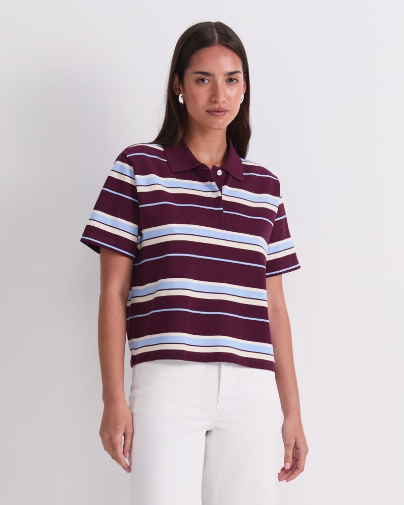 Anahit Stripe Polo in BURGUNDY