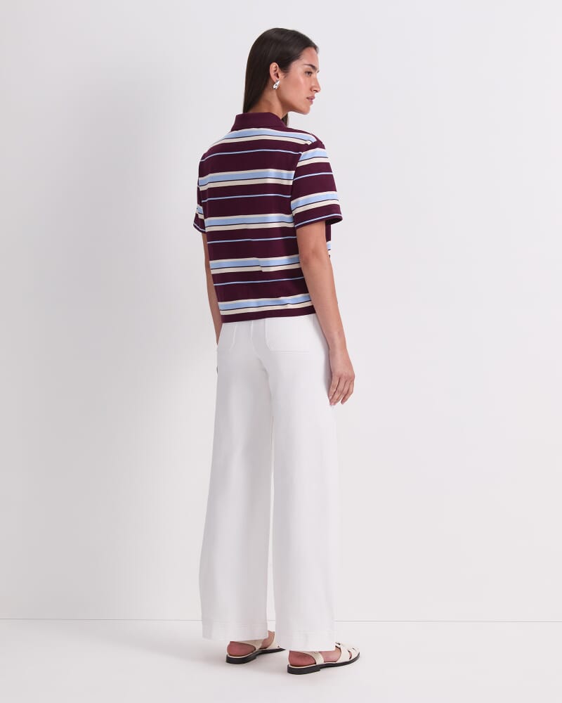 Anahit Stripe Polo in BURGUNDY