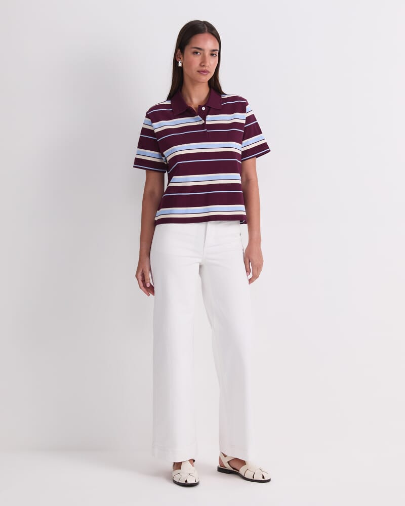Anahit Stripe Polo in BURGUNDY