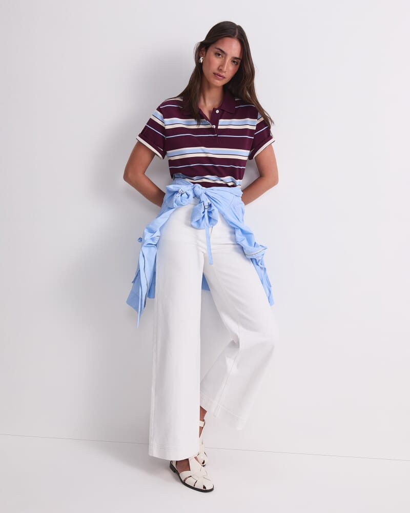 Anahit Stripe Polo in BURGUNDY