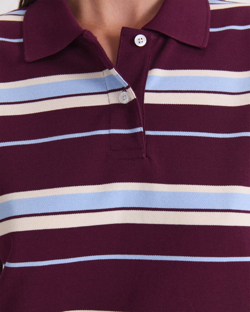 Anahit Stripe Polo in BURGUNDY