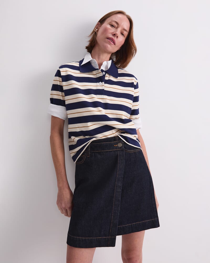 Anahit Stripe Polo in CAMEL