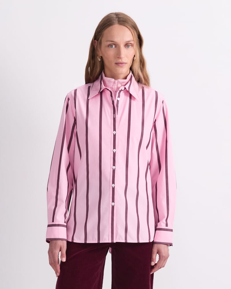 Jade Stripe Long Sleeve Shirt in PINK MULTI