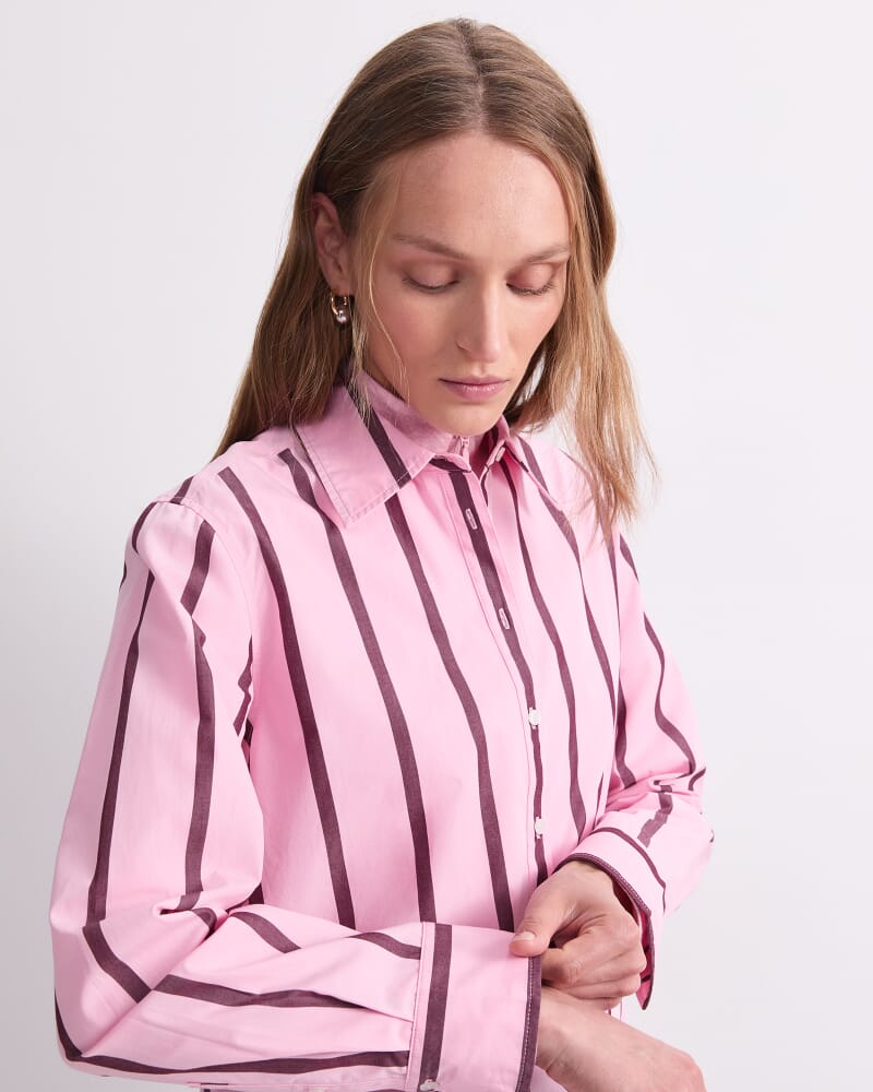 Jade Stripe Long Sleeve Shirt in PINK MULTI