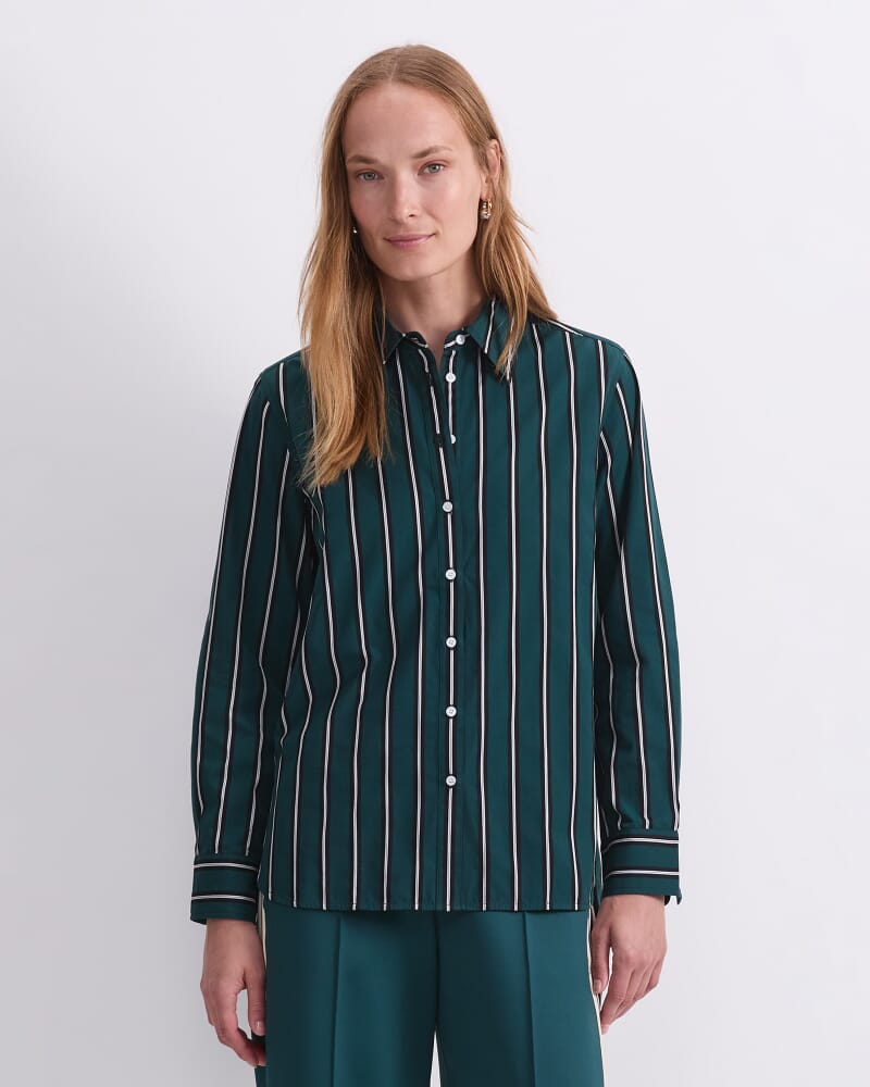 Jade Stripe Long Sleeve Shirt in GREEN MULTI