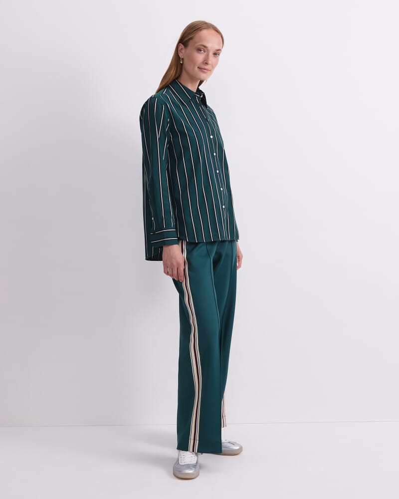 Jade Stripe Long Sleeve Shirt in GREEN MULTI