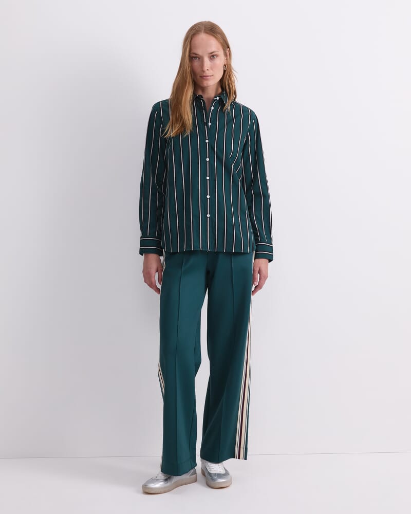 Jade Stripe Long Sleeve Shirt in GREEN MULTI